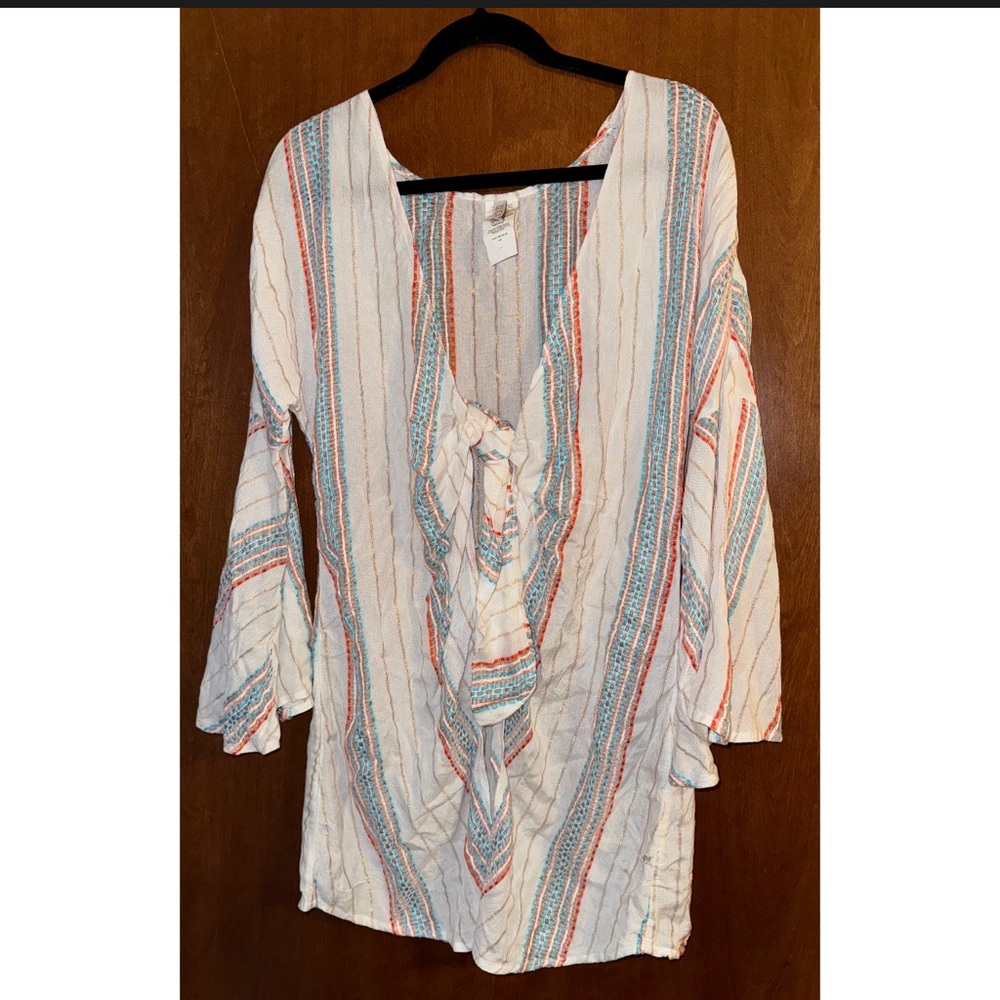 Radiance V-Neck Long Sleeve Cover-Up Tunic‎ Size Large
